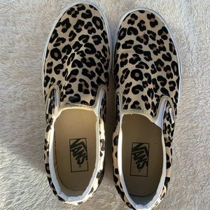Womens Slip On Vans Size 10, Leopard Print, Gently Worn